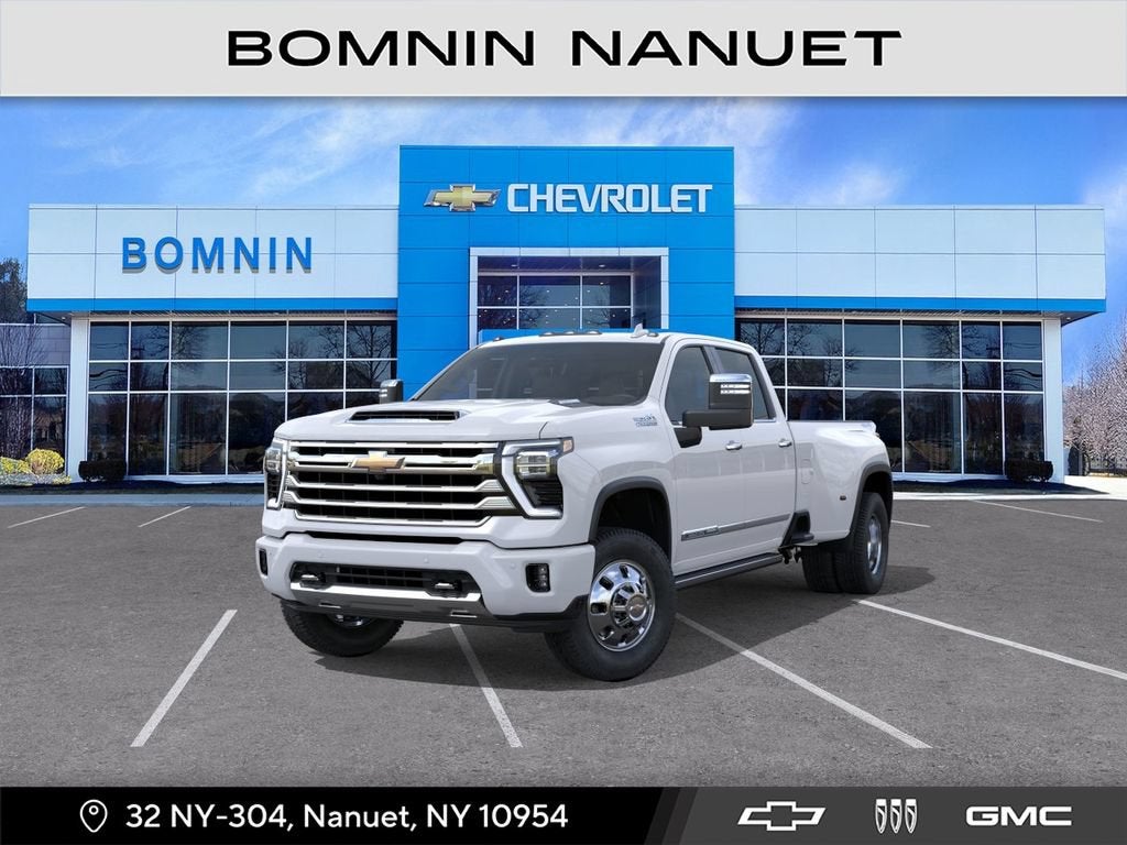 2026 Chevrolet Silverado 3500 HD High Country DRW in Polar White Tricoat — front three-quarter view