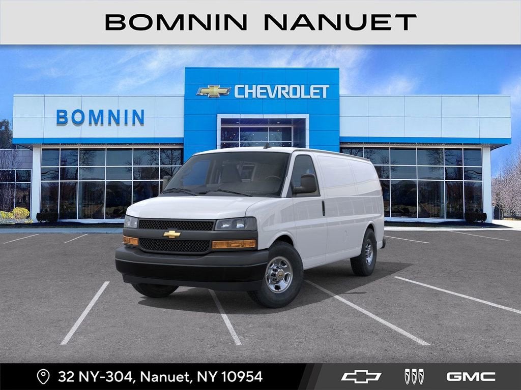 2025 Chevrolet Express Cargo WT in Summit White — front three-quarter view