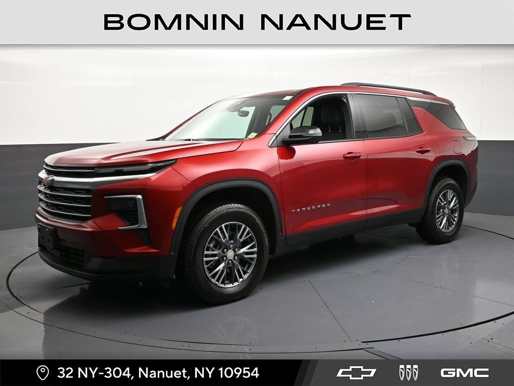 2026 Chevrolet Traverse LT in Radiant Red Tintcoat — front three-quarter view