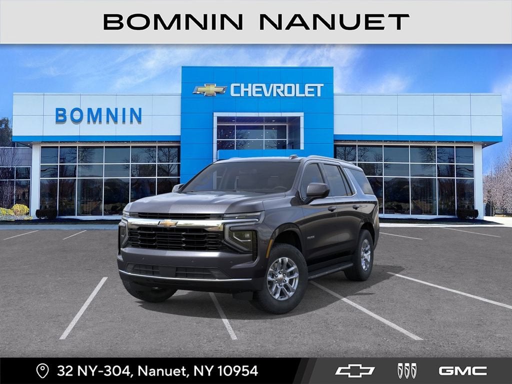 2026 Chevrolet Tahoe LS in Dark Ash Metallic — front three-quarter view
