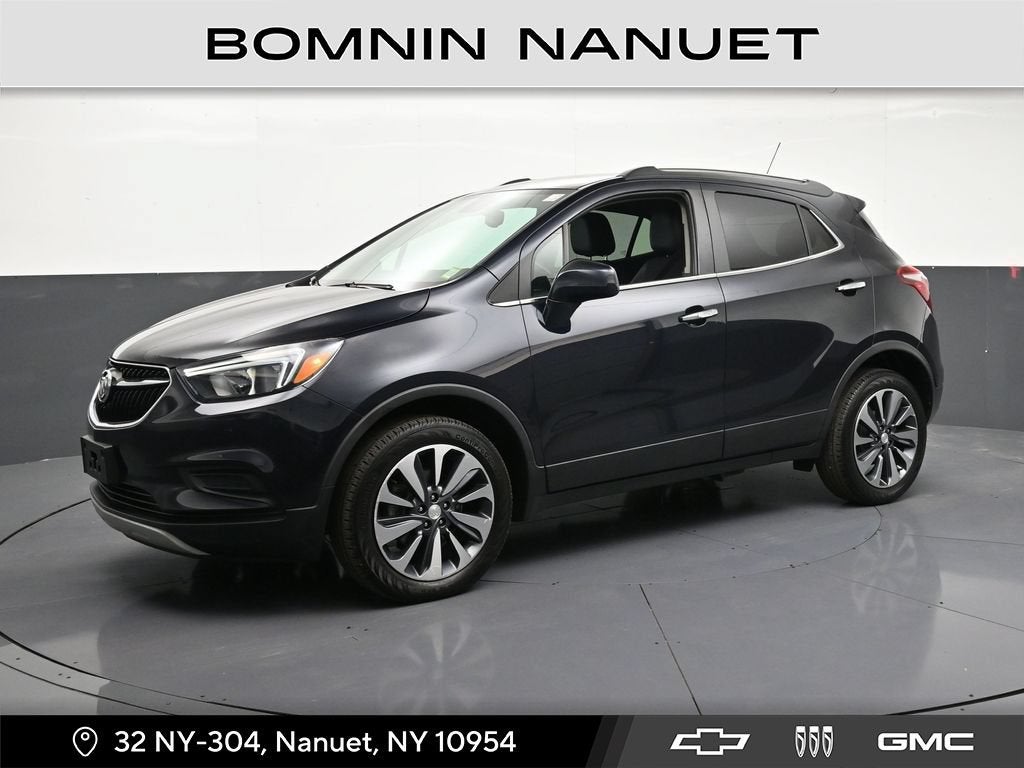 2022 Buick Encore Preferred in Dark Moon Blue Metallic — front three-quarter view