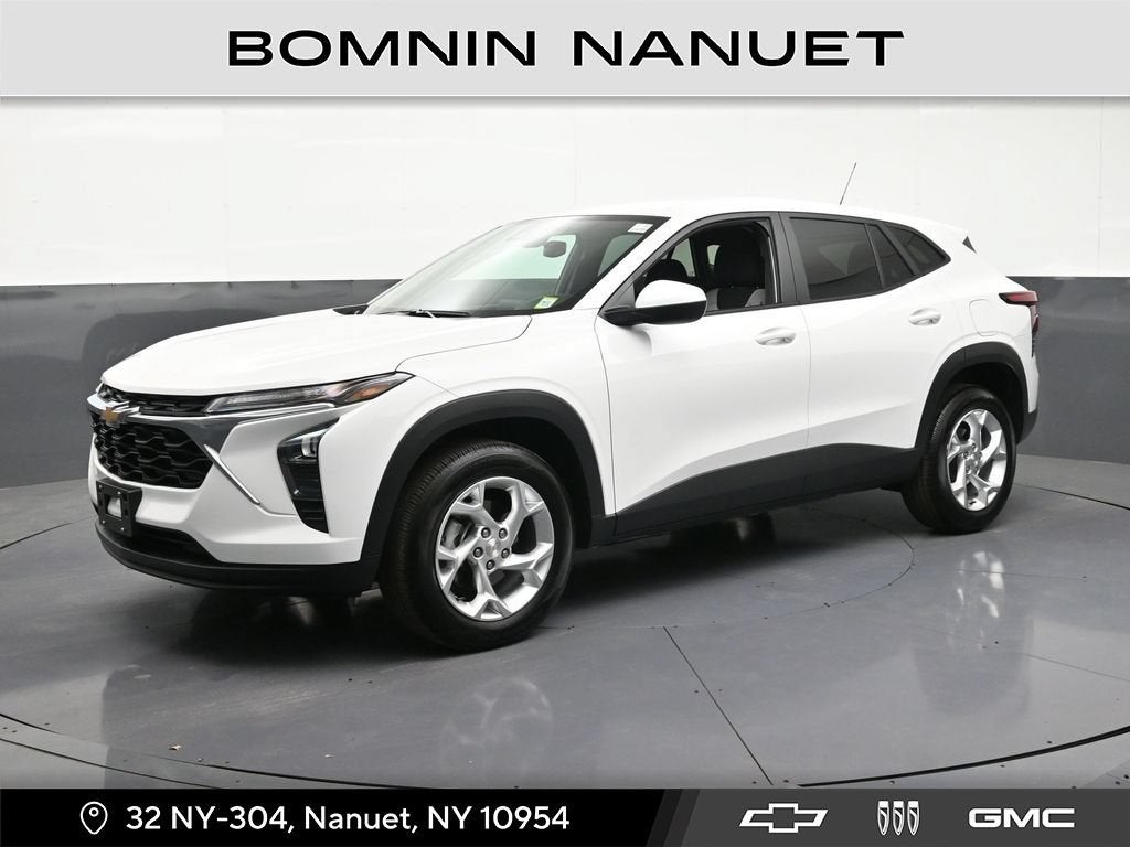 2025 Chevrolet Trax LS in Summit White — front three-quarter view