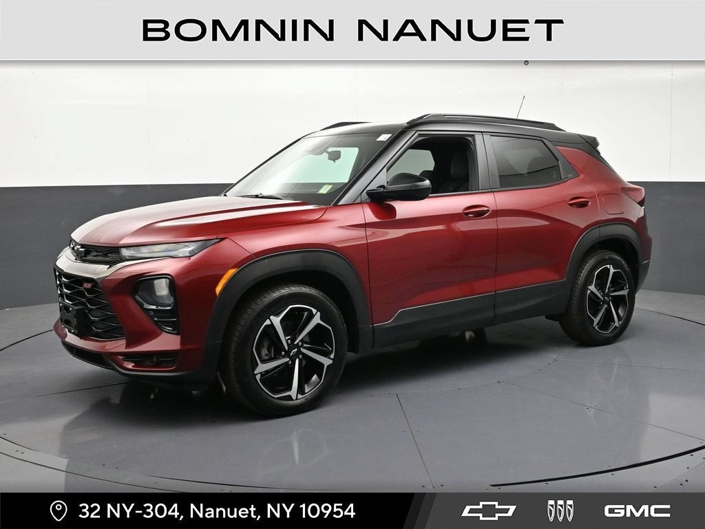 2023 Chevrolet Trailblazer RS in Crimson Metallic — front three-quarter view